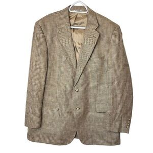 Orvis Brown Mens Blazer Suit Jacket Size 44R Tweed Silk Linen Wool Two Button